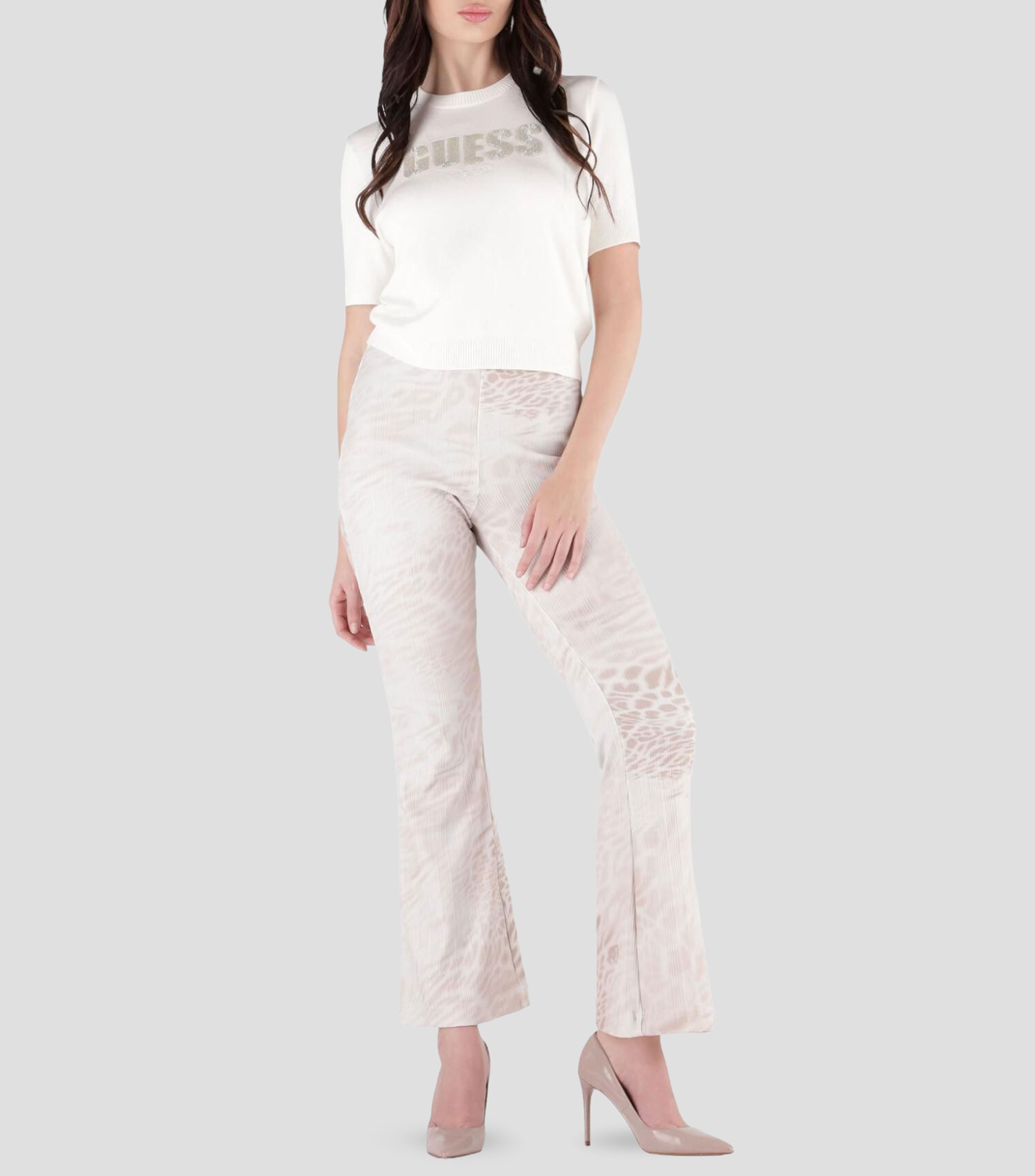 Playera cuello redondo manga corta estampada Mujer